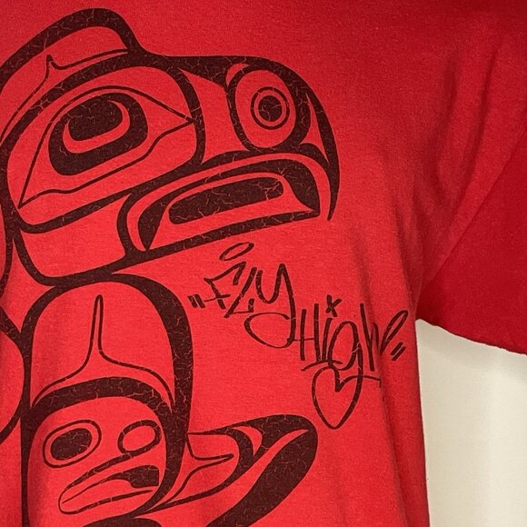 I Am Eagle Artwork T Shirt sz L Justien Sanoa Bird First Nations Native Canada - Picture 2 of 11